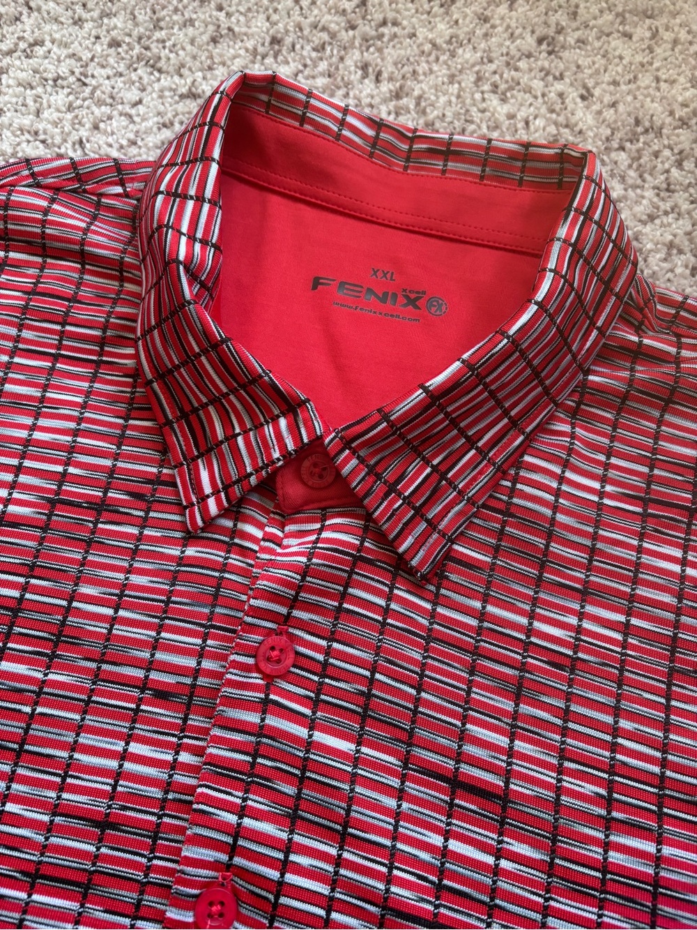 Fenix Xcell Mens XXL Performance Polo Shirt Red-Black Lightweight Breathable